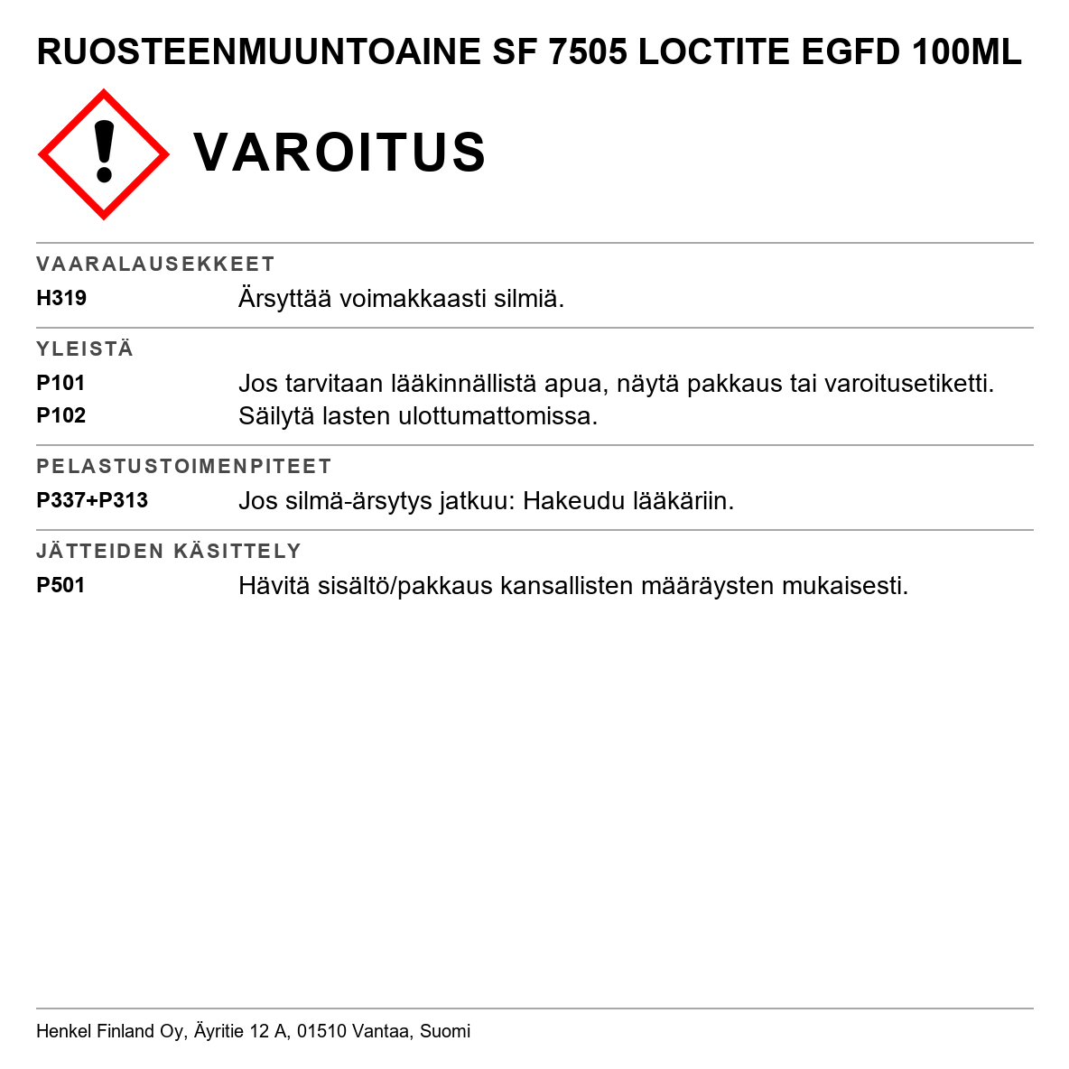 Ruosteenmuuntoaine Loctite SF 7505