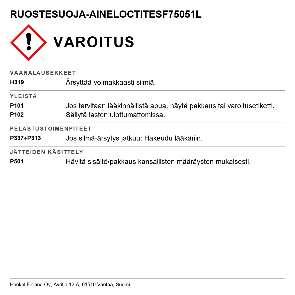 Ruosteenmuuntoaine Loctite SF 7505