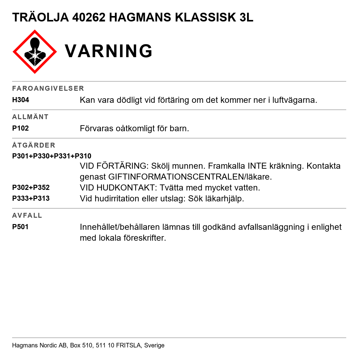 Träolja klassisk Hagmans
