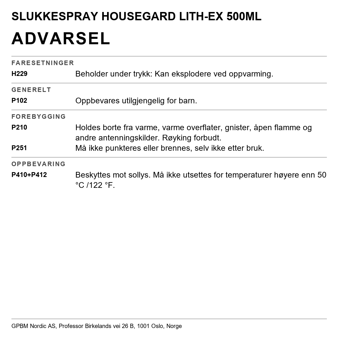 Litiumslukker Housegard
