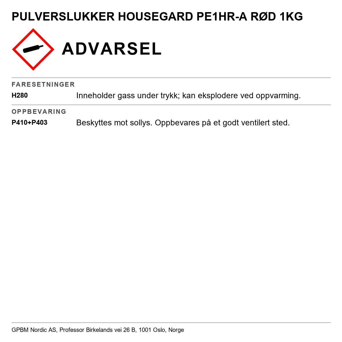 Pulverslukker Housegard