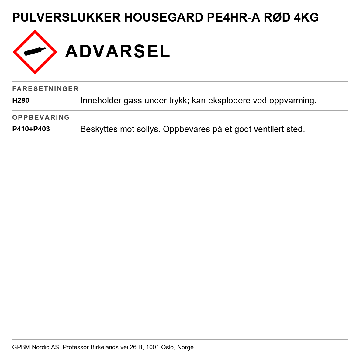 Pulverslukker Housegard