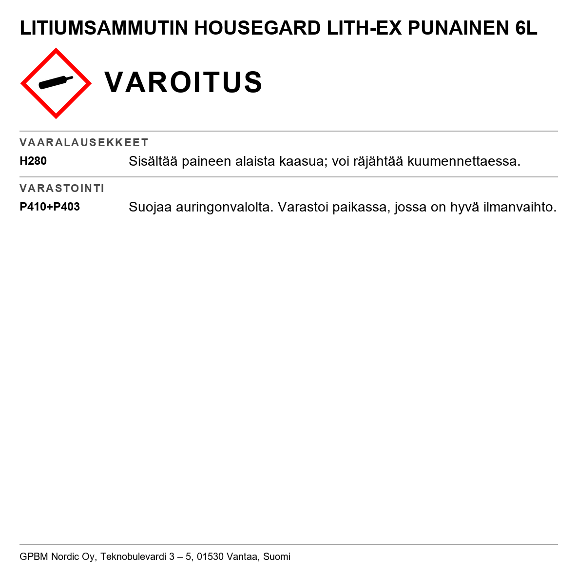 Sammutusspray AVD Lith-EX Housegard