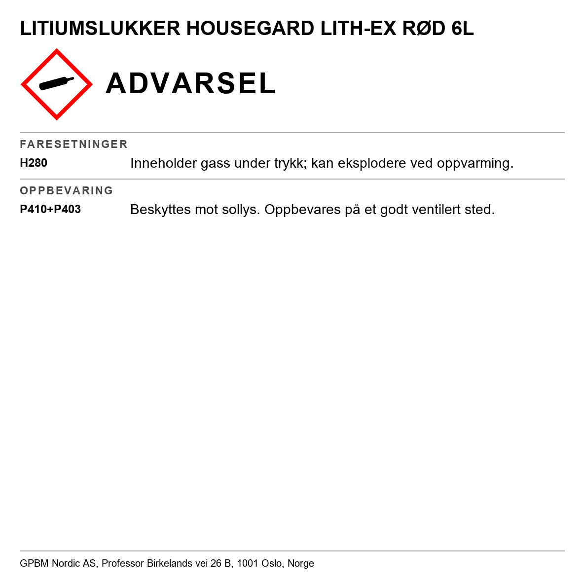 Litiumslukker Housegard