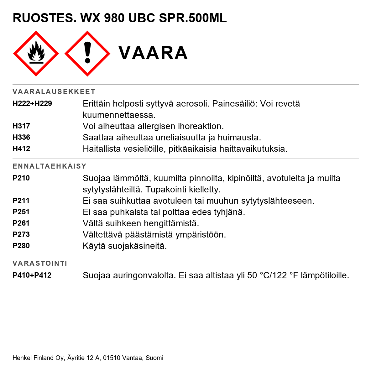 Ruoteensuoja-aine TEROSON WX 980 UBC