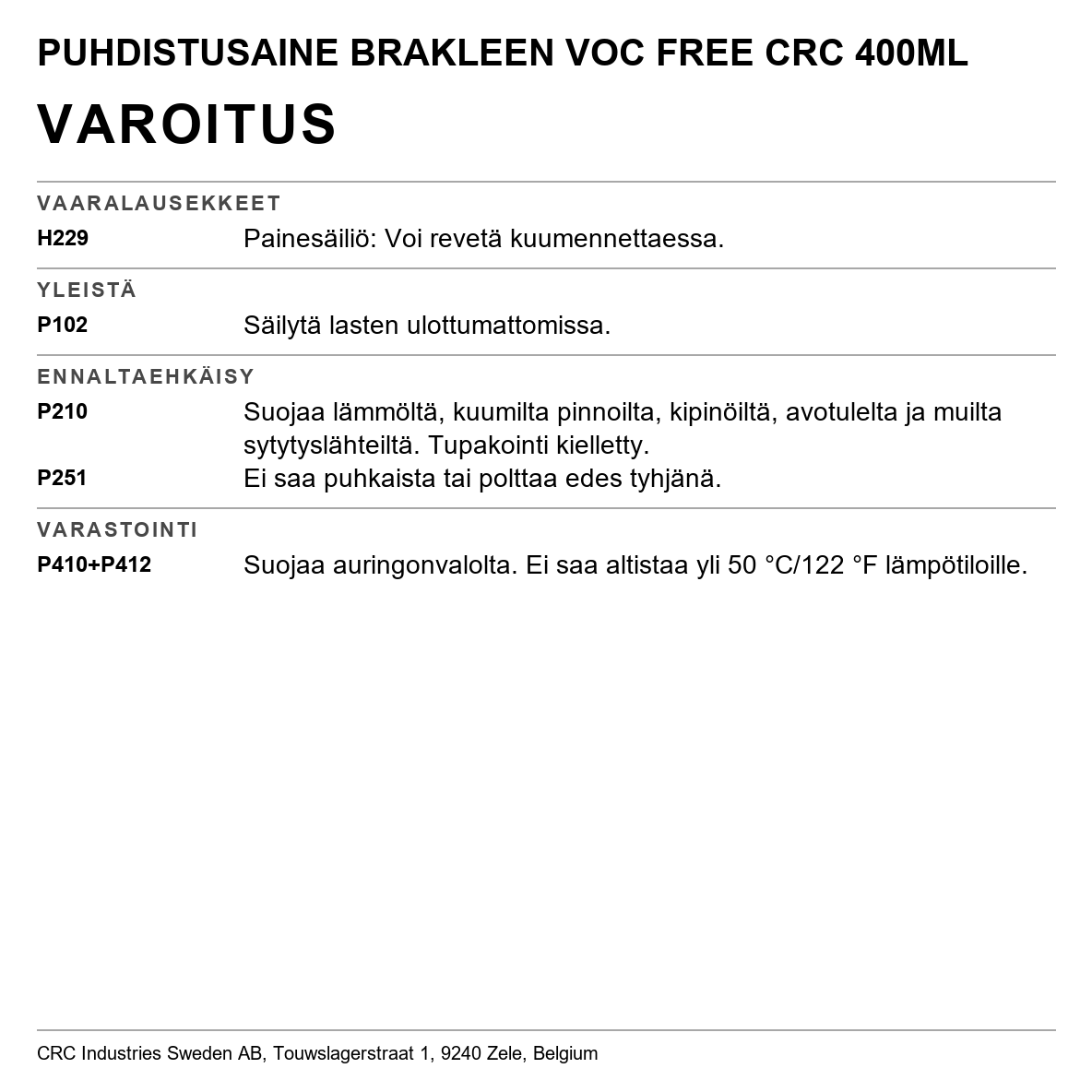 Rasvanpoistoaine Brakleen VOC Free