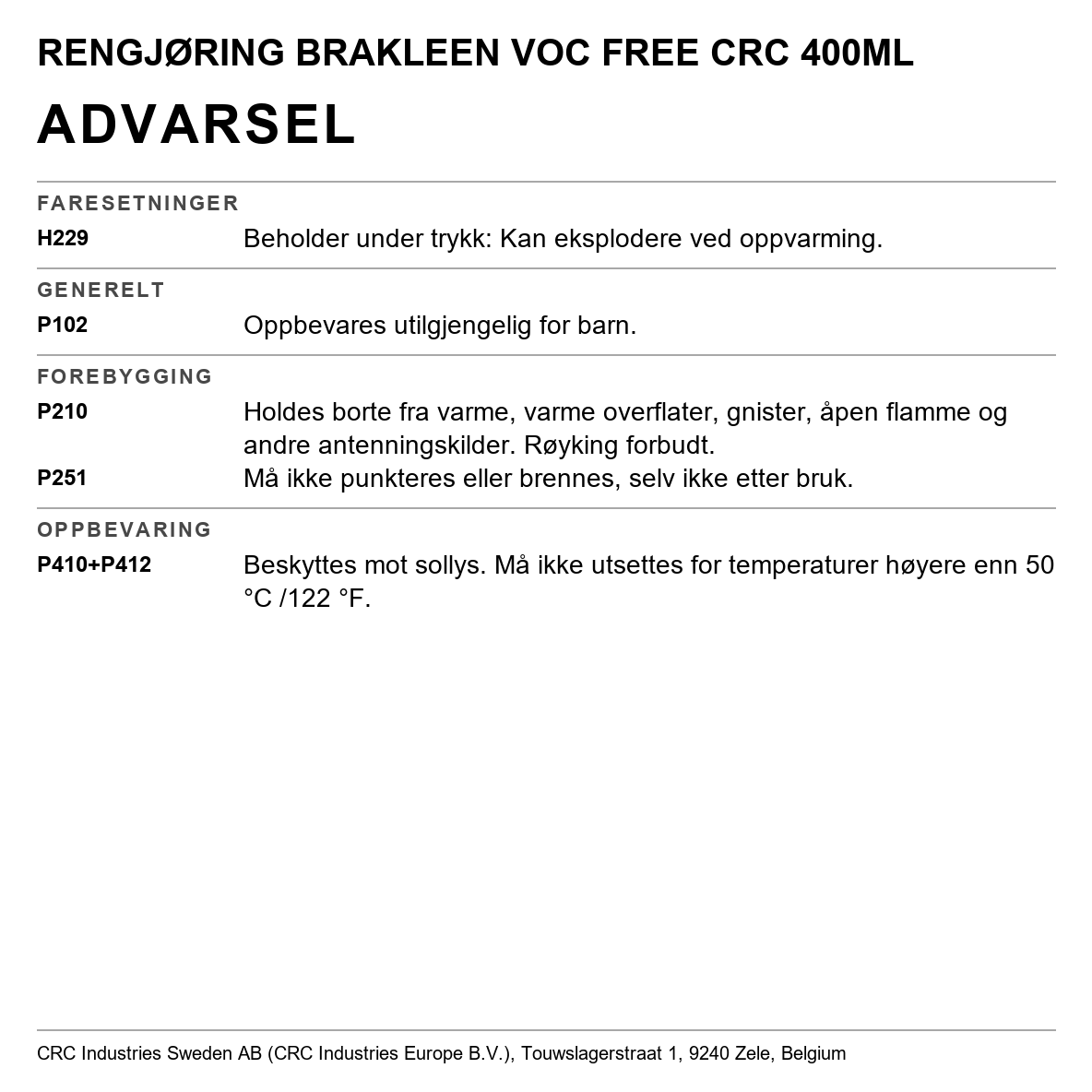 Avfettingsmiddel Brakleen VOC Free