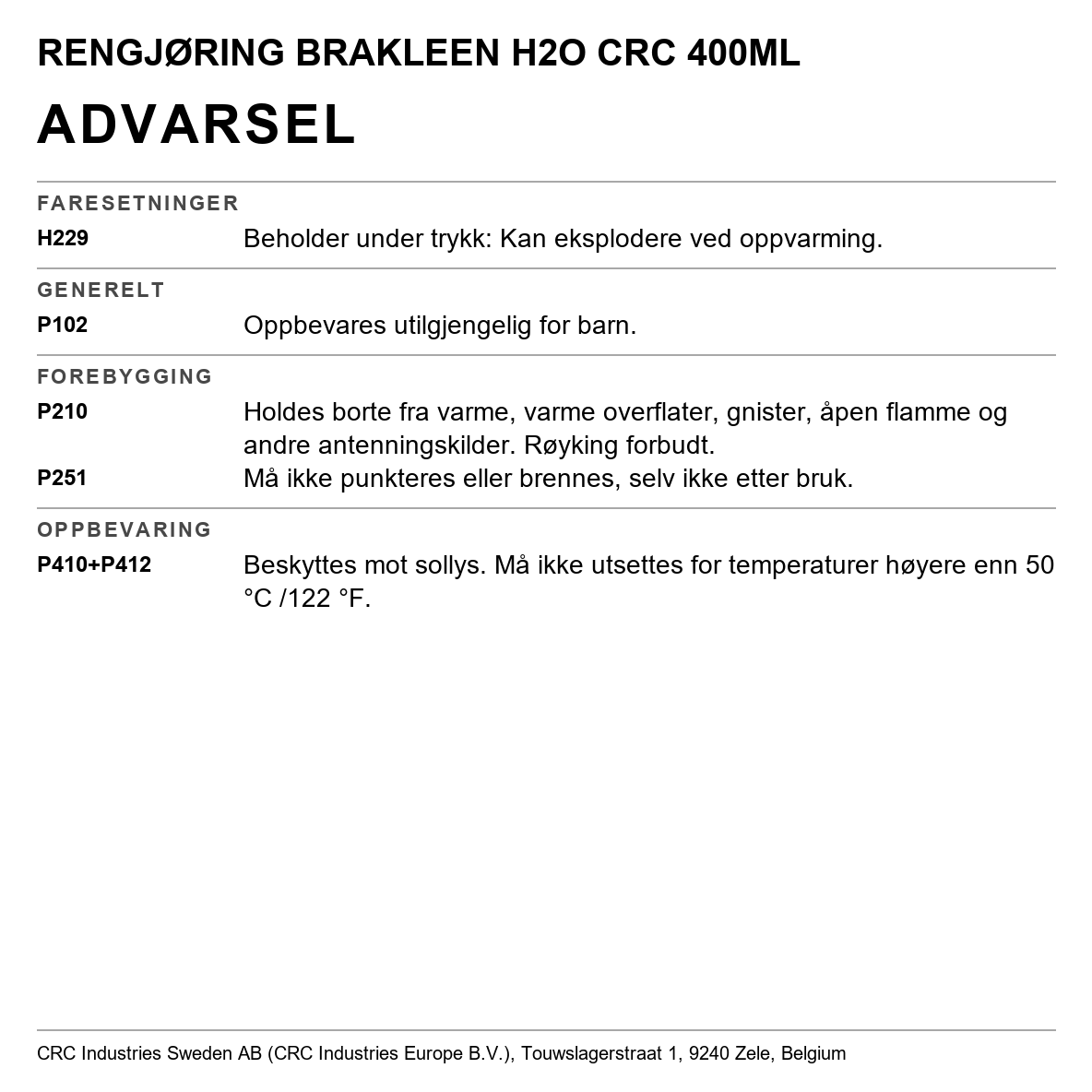 Avfettingsmiddel Brakleen H2O