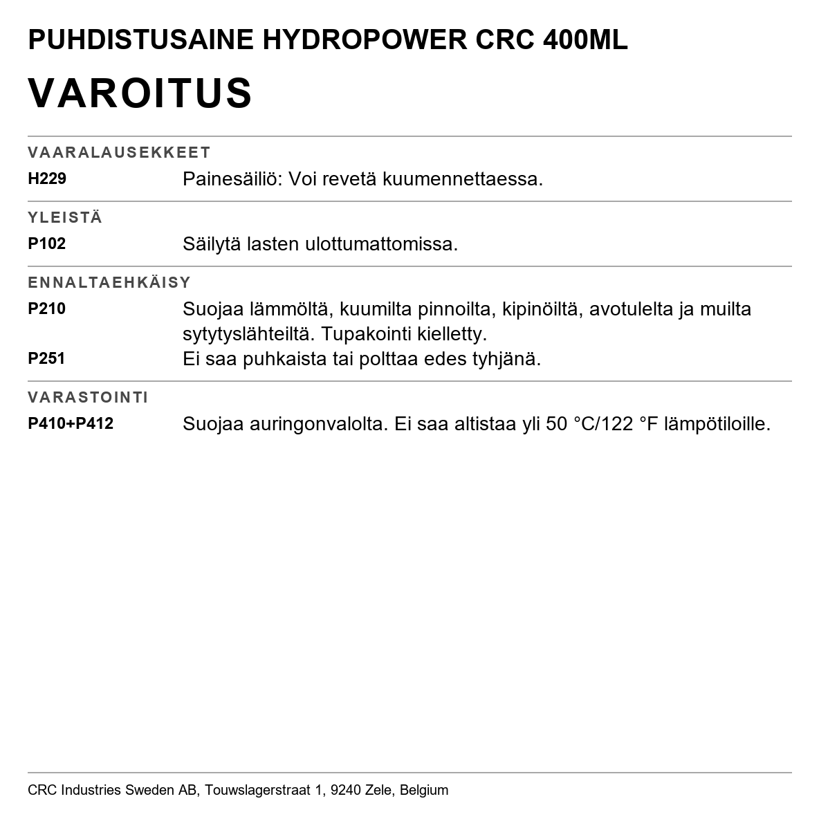 Rasvanpoistoaine Hydropower