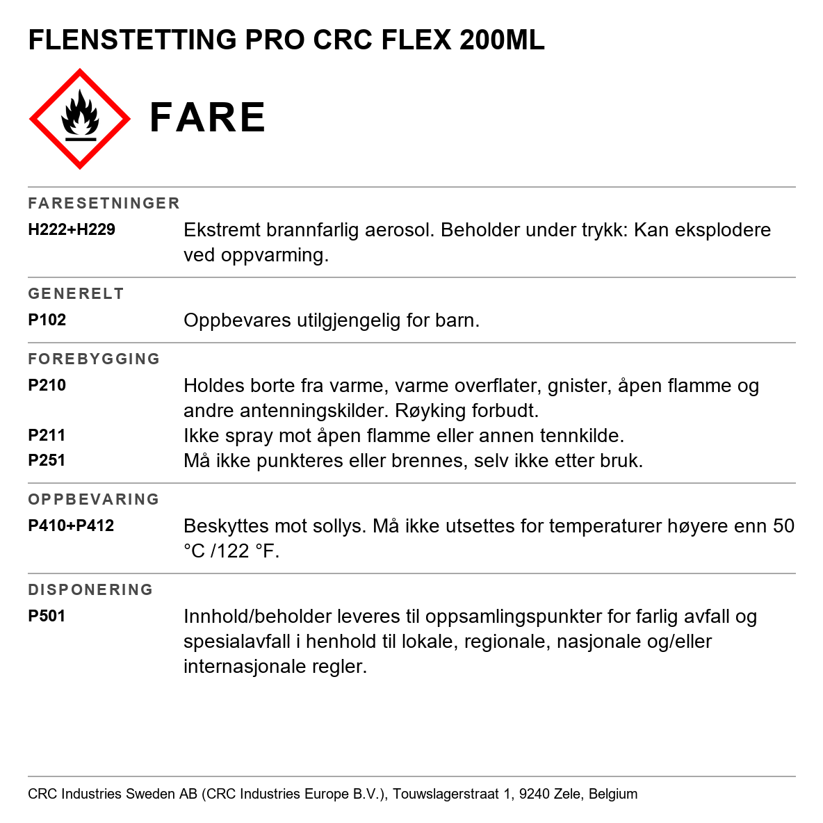 Flenstetning Pro CRC Flex 200 ML