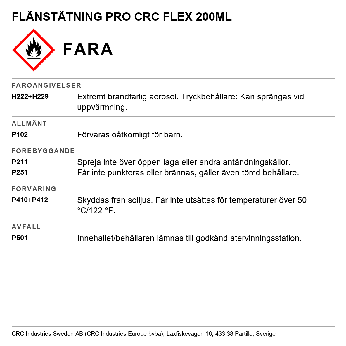 CRC Flex Seal Pro flänstätning 200 ml