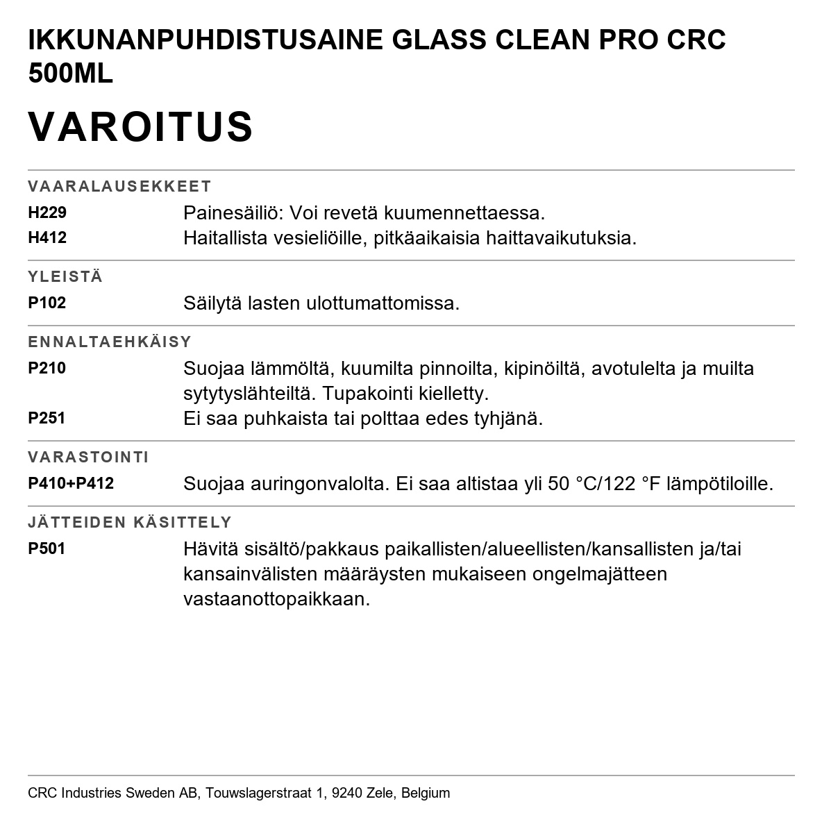 Lasinpuhdistusaine CRC