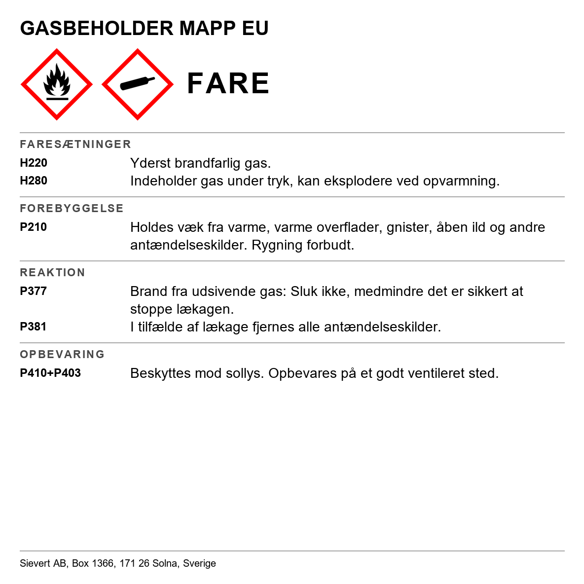 Gasflaske Sievert