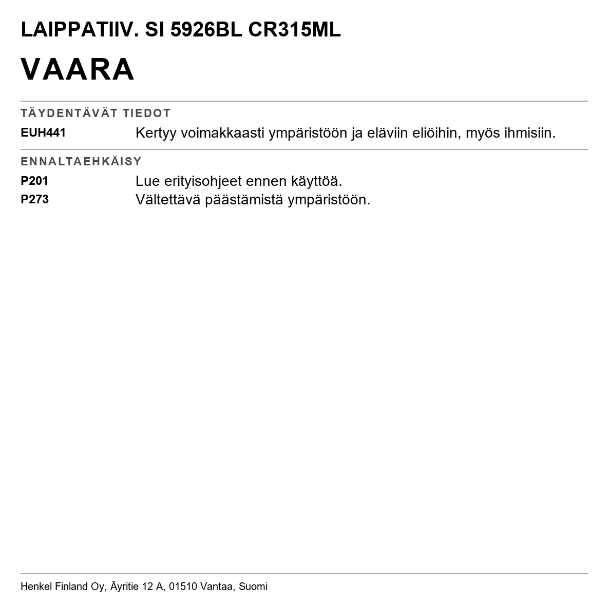 Silikonitiiviste Loctite 5926
