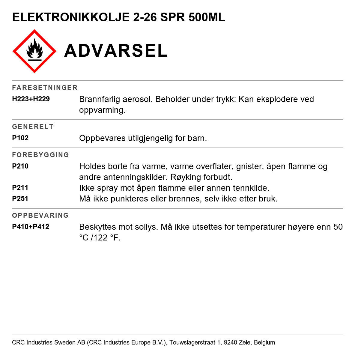 Elektronikkolje 2-26 CRC 7011 / 7014