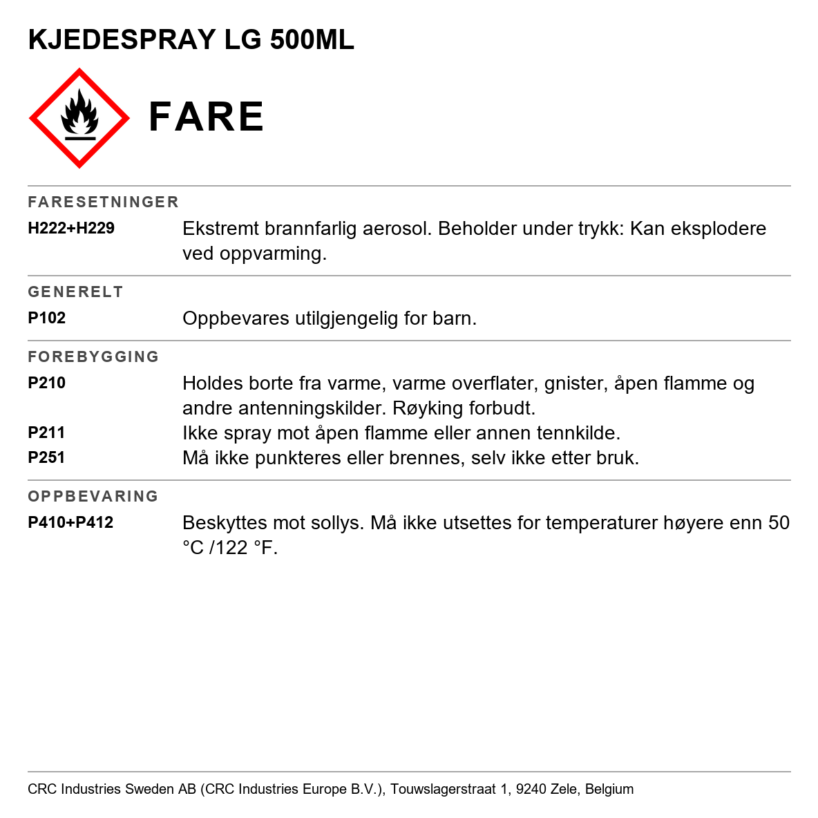 Kjedespray CRC Chain Lube 8034
