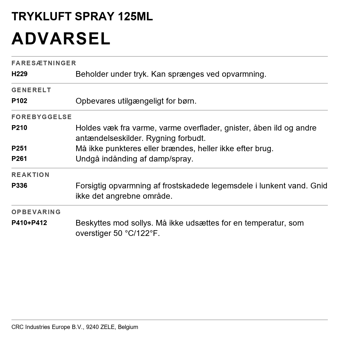 Trykluftspray 125 ml