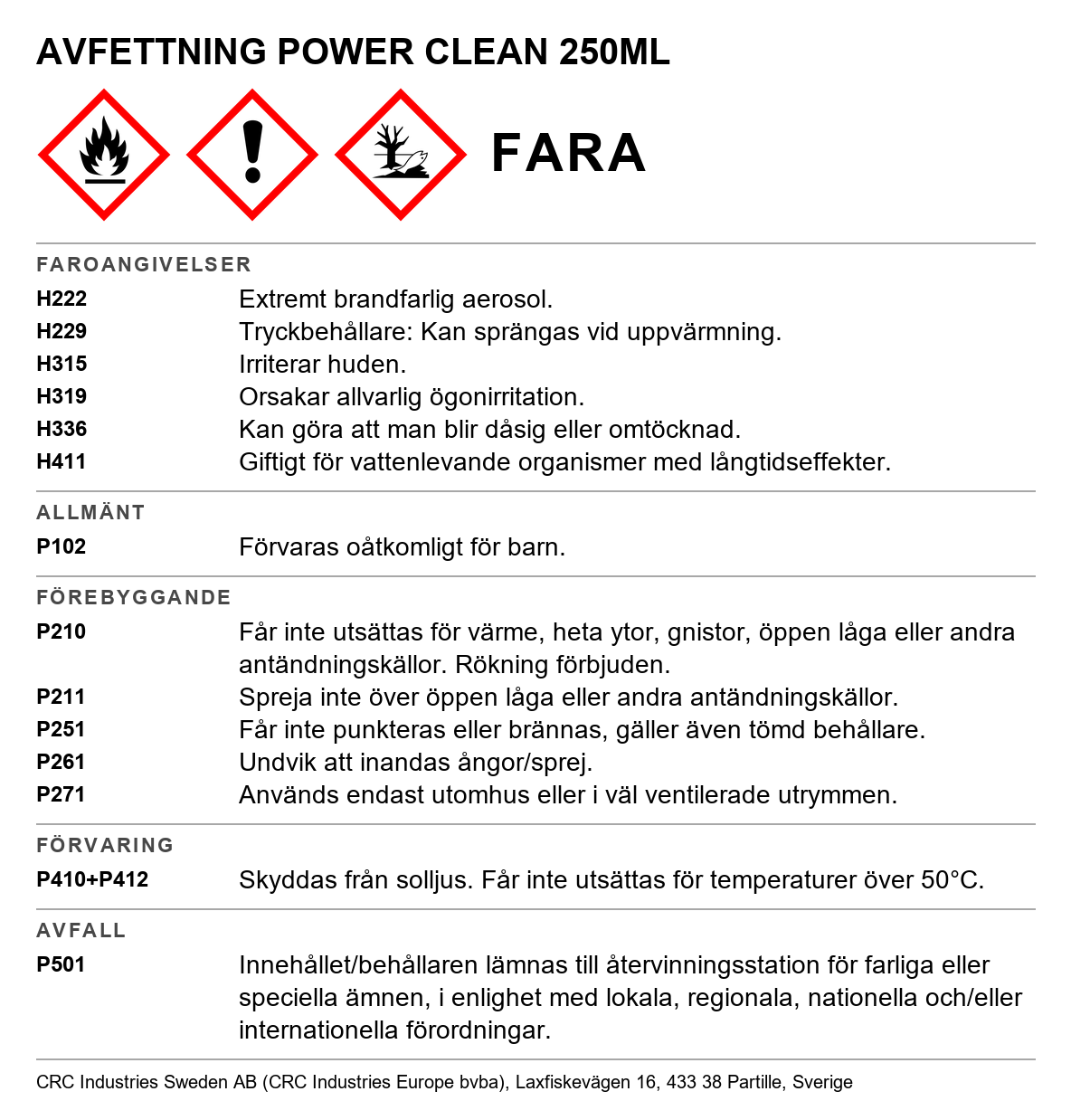 Avfettning Power clean 250 ml