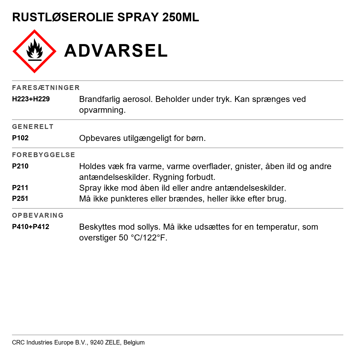 Rustløsnende sprayolie 250 ml