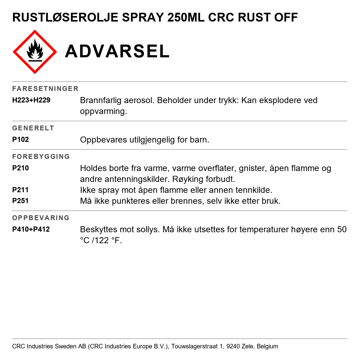 Rustløserolje spray 250 ml