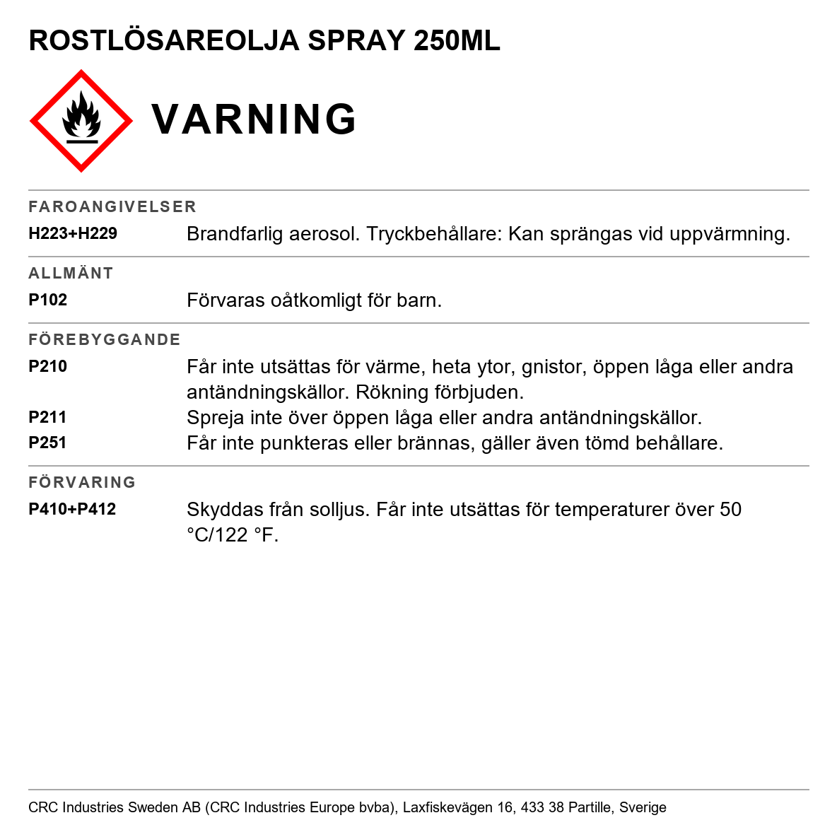 Rostlösarolja spray 250 ml
