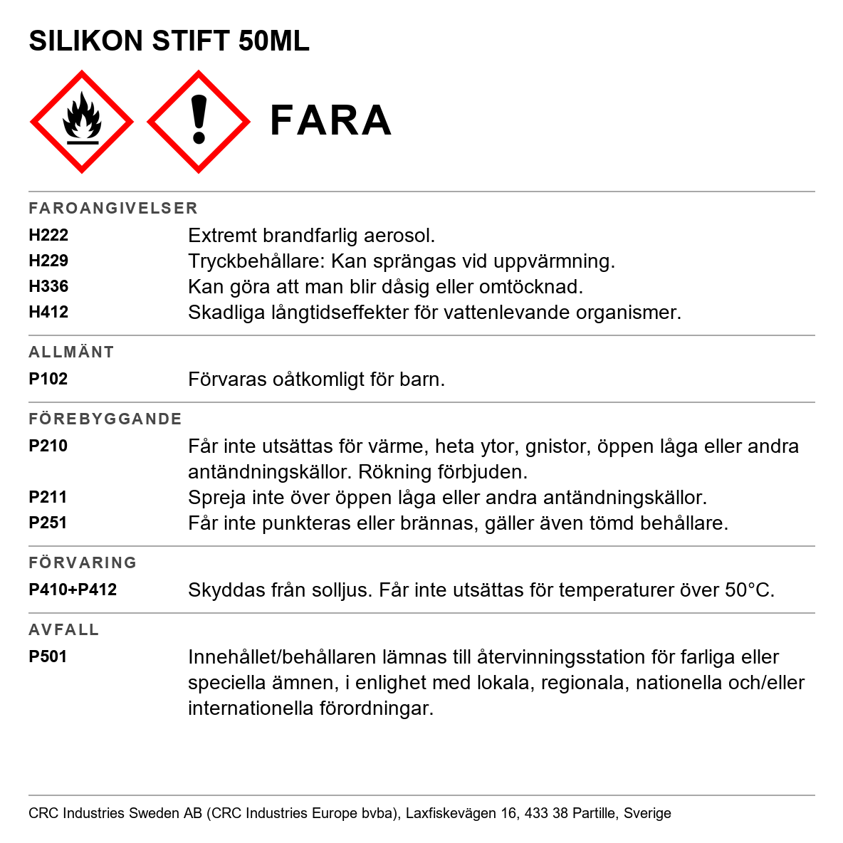 Silicone Stift CRC Silicone stift 1200