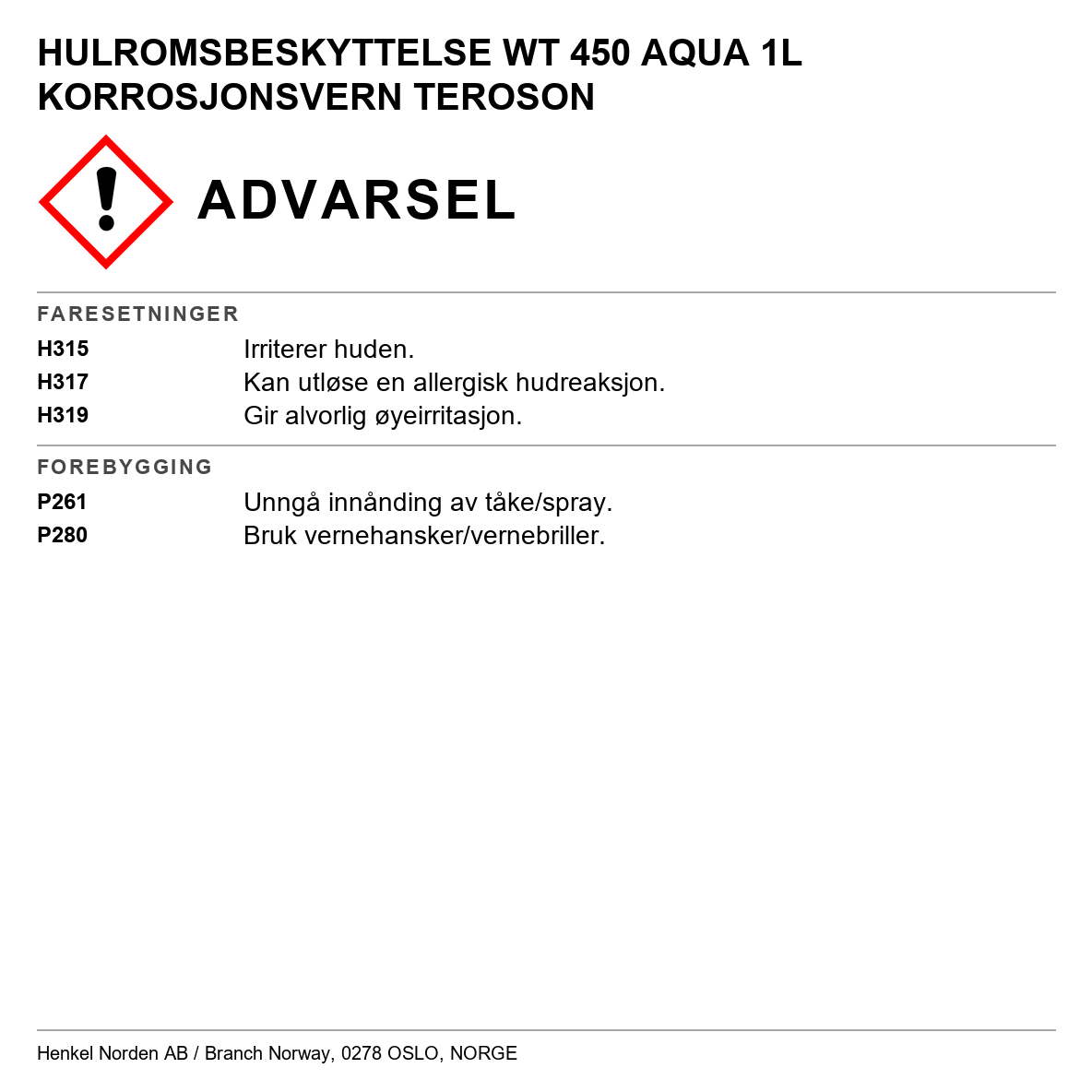 Korrosjonsvern TEROSON WT 450 AQUA