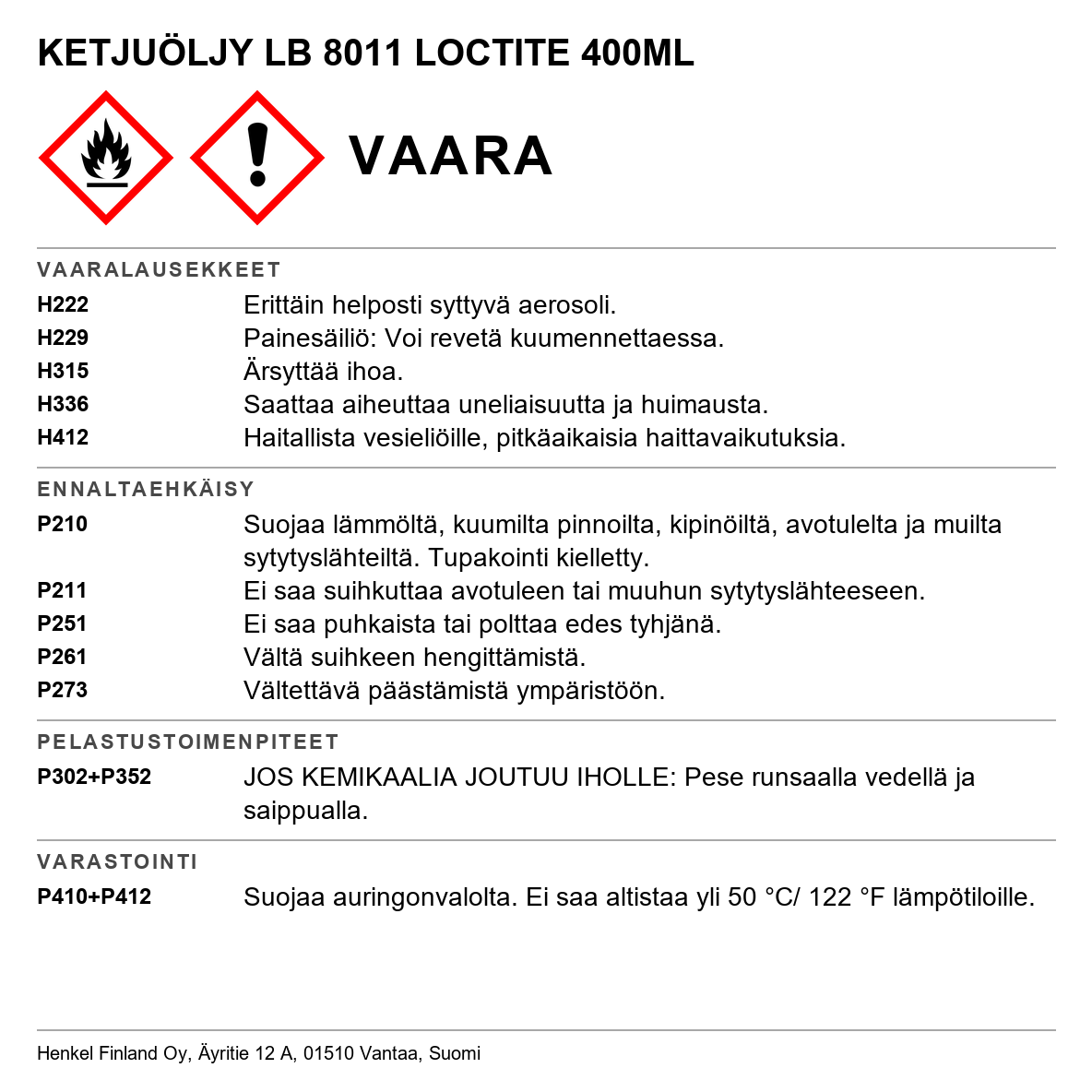 Ketjuöljy Loctite LB 8011