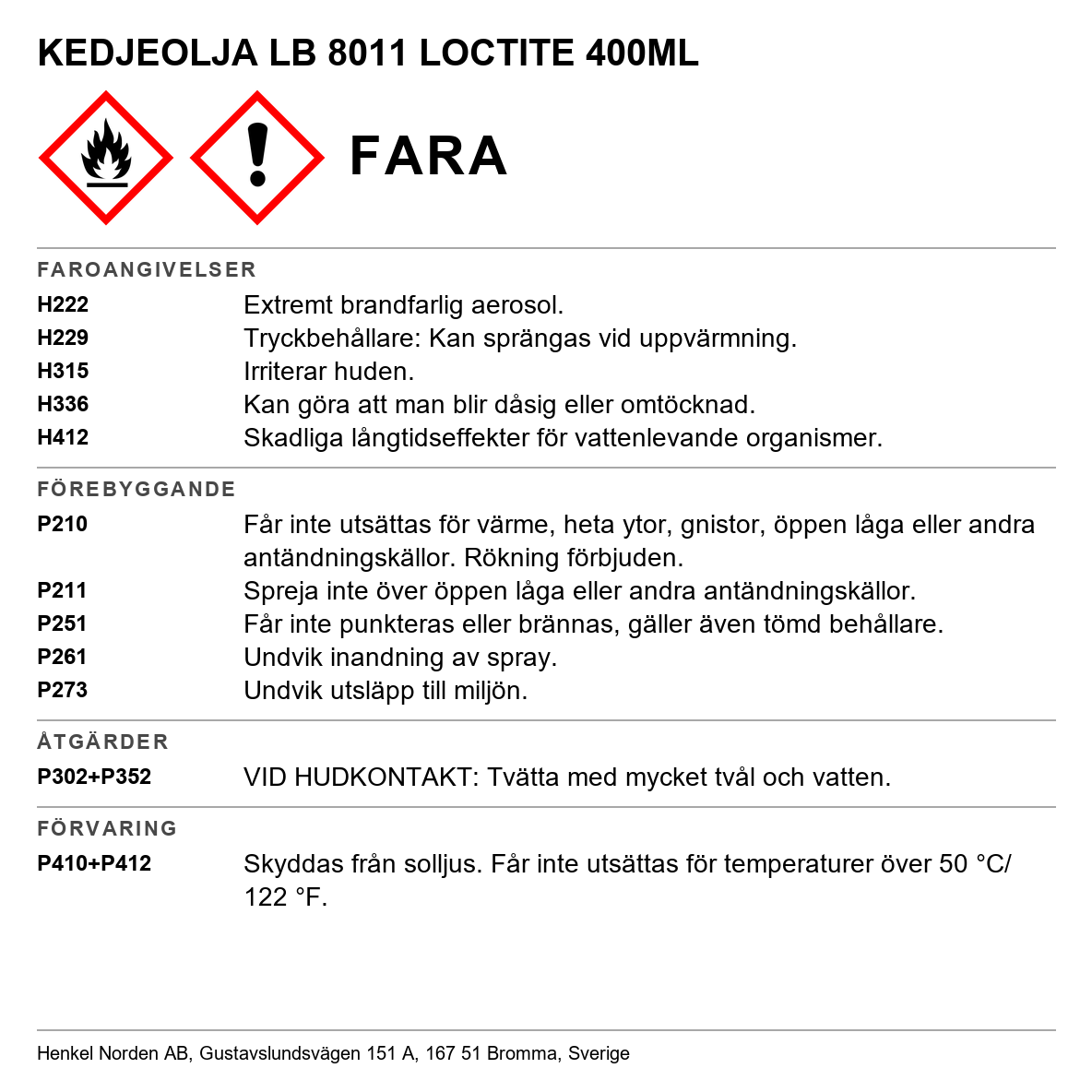 Kedjeolja Loctite LB 8011