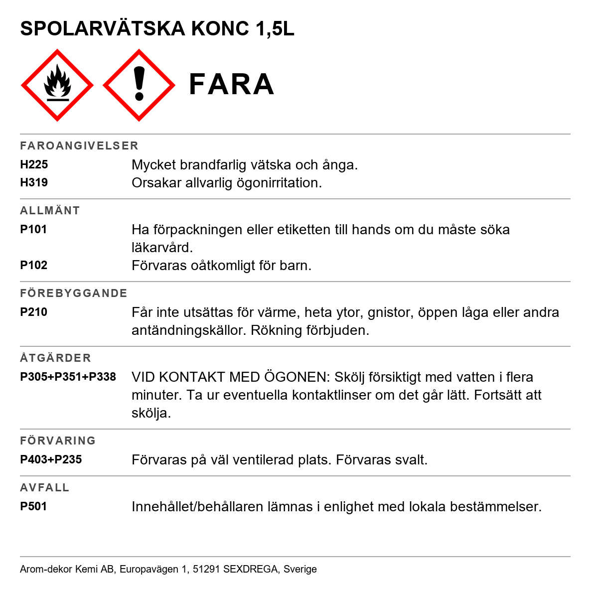 Spolarvätska koncentrerad