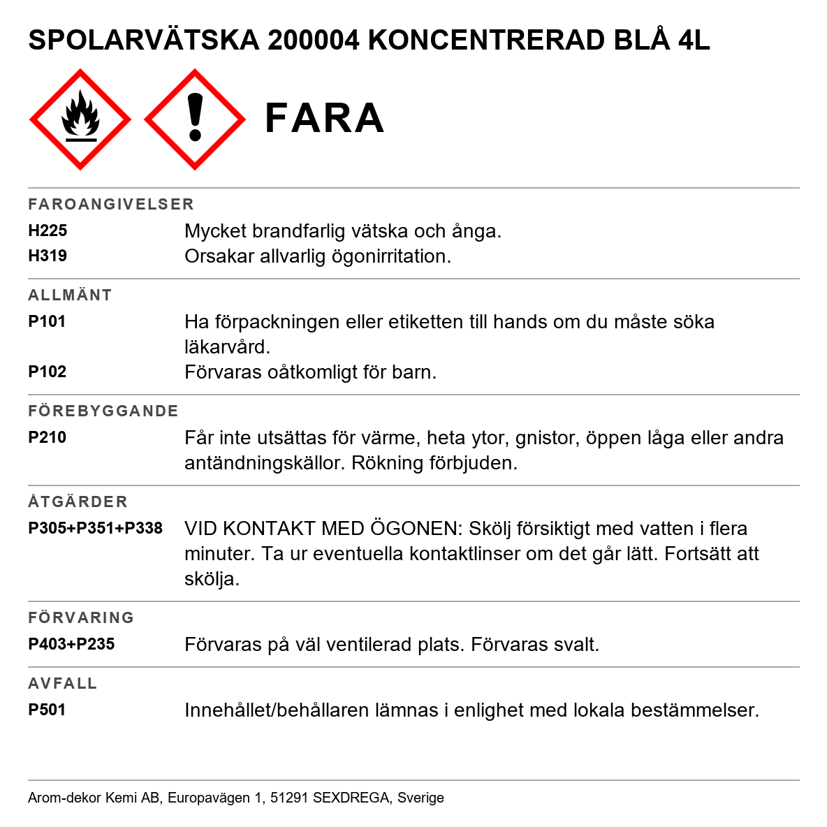 Spolarvätska koncentrerad