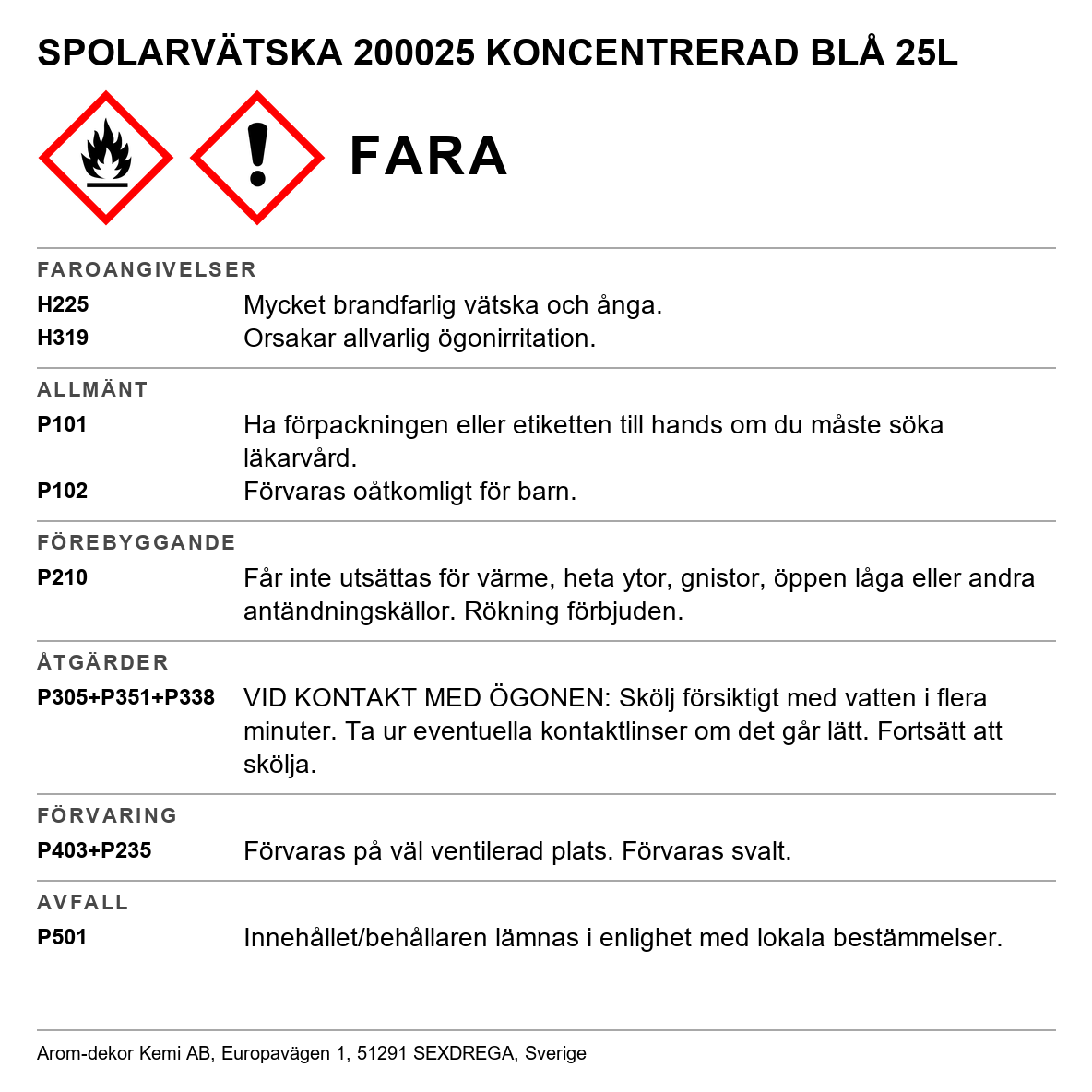 Spolarvätska koncentrerad