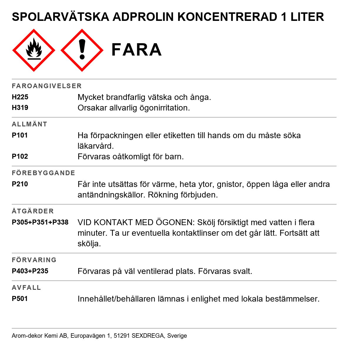 Spolarvätska koncentrerad