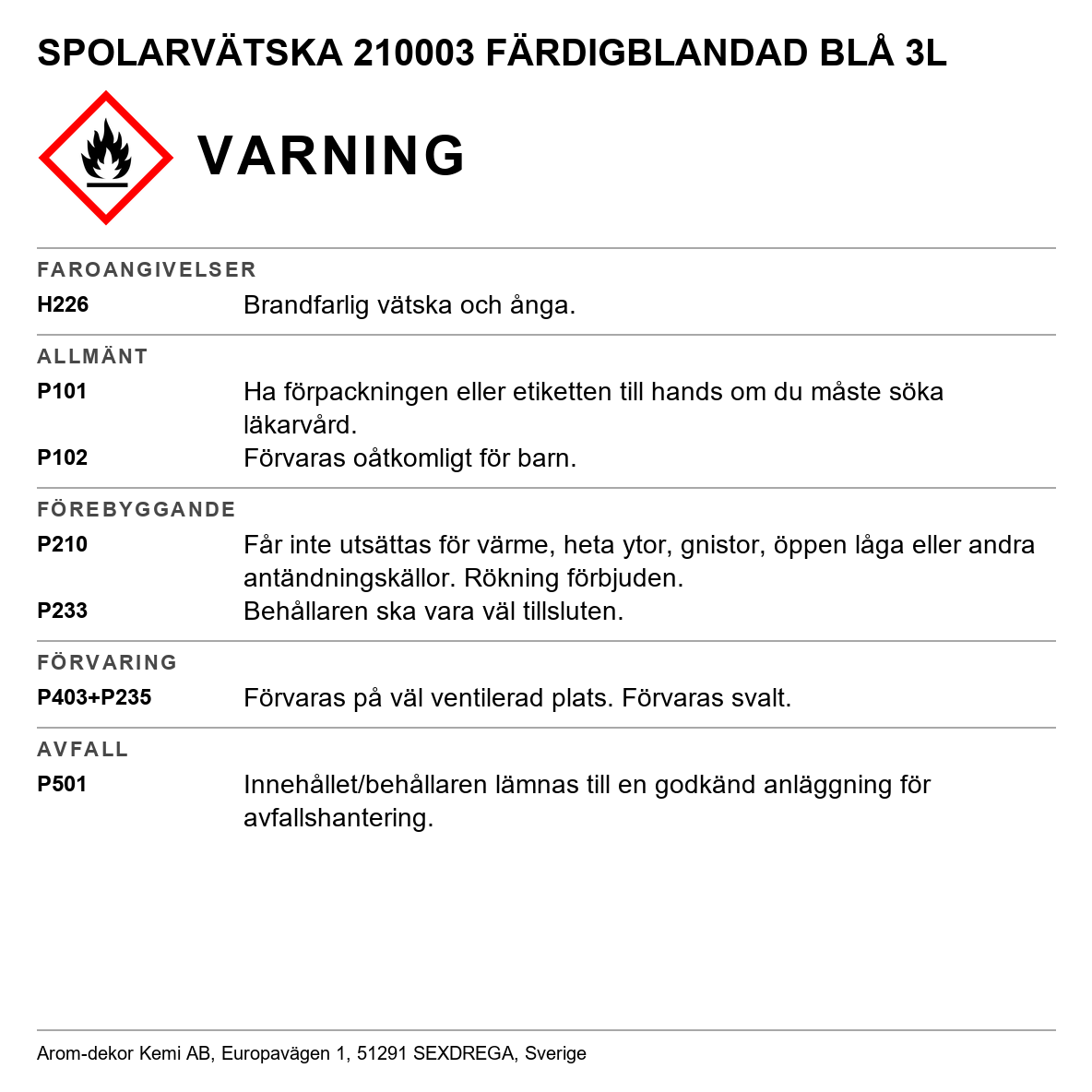 Spolarvätska färdigblandad