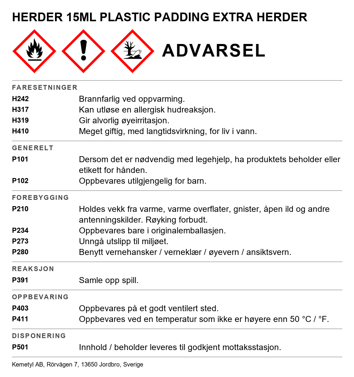 Ekstra herder 15G Plastic Padding