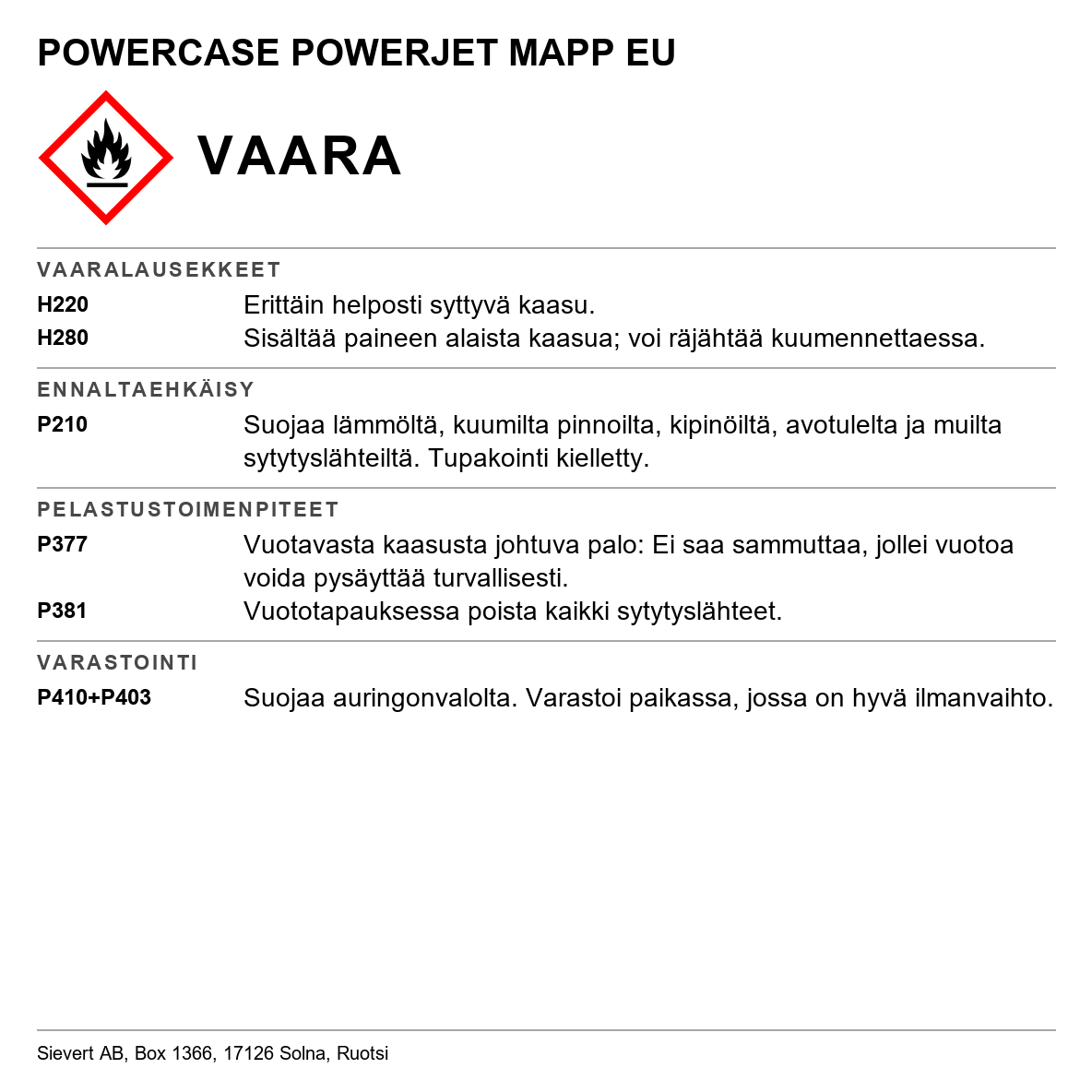Poltinsarja Sievert Powercase MAPP