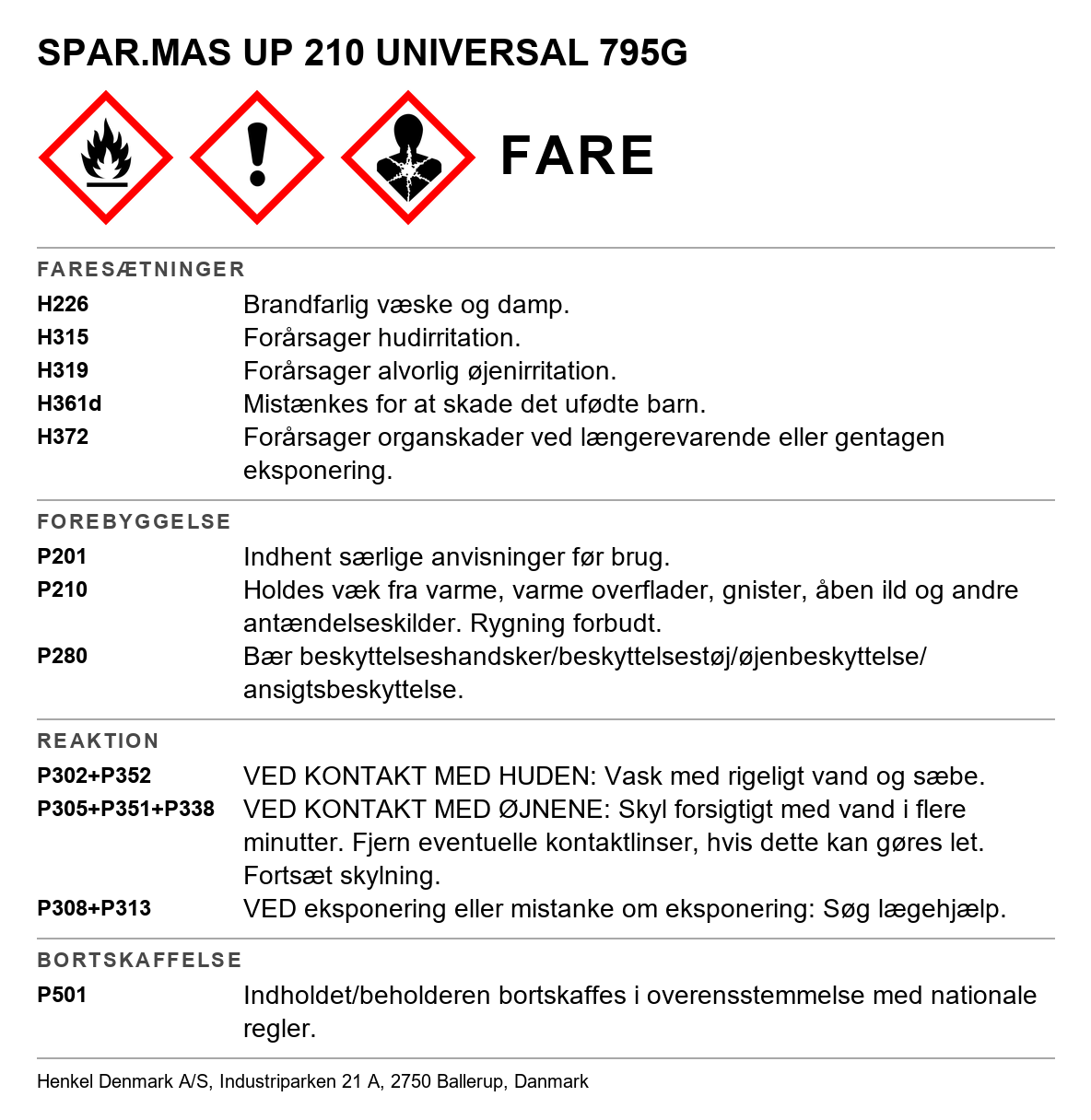 Universal spartelmasse af høj kvalitet UP 210 Teroson
