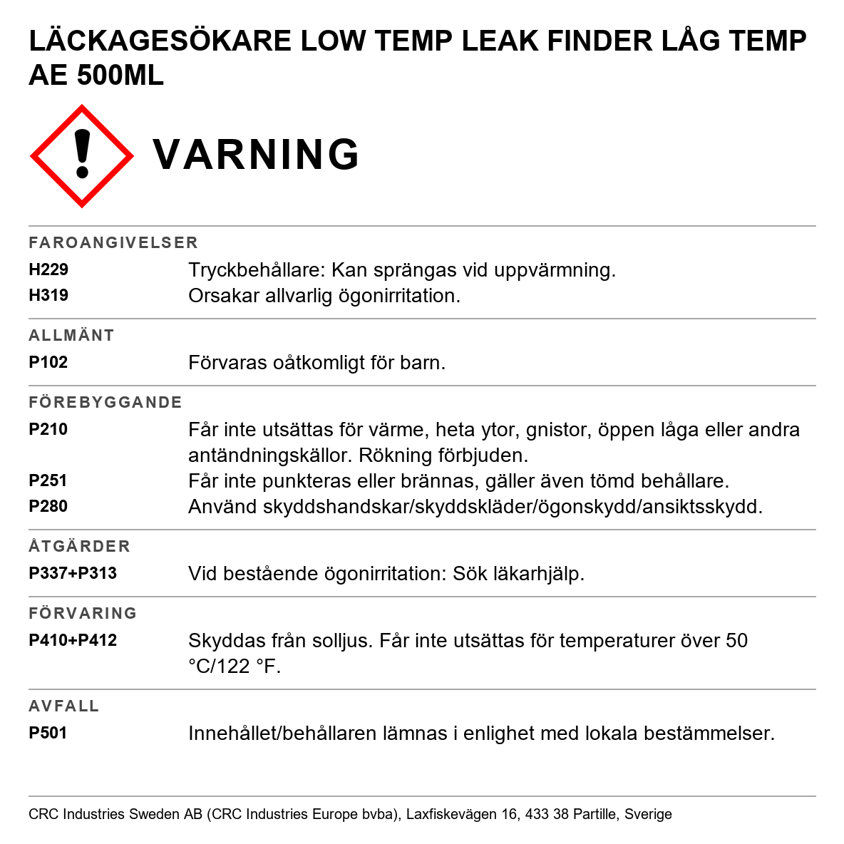LÄCKAGESÖKARE LOW TEMP AE500ML CRC