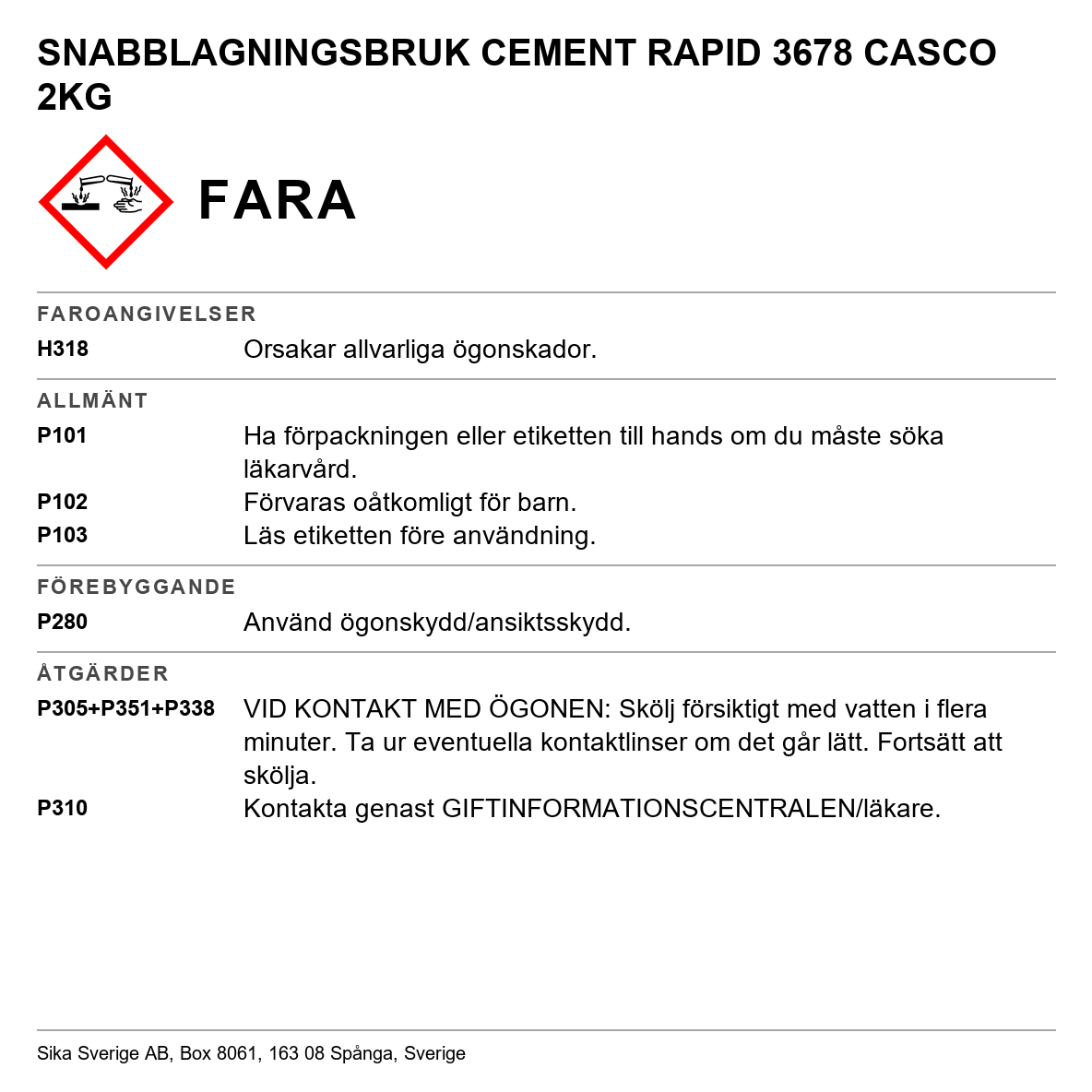 CementRapid, Casco