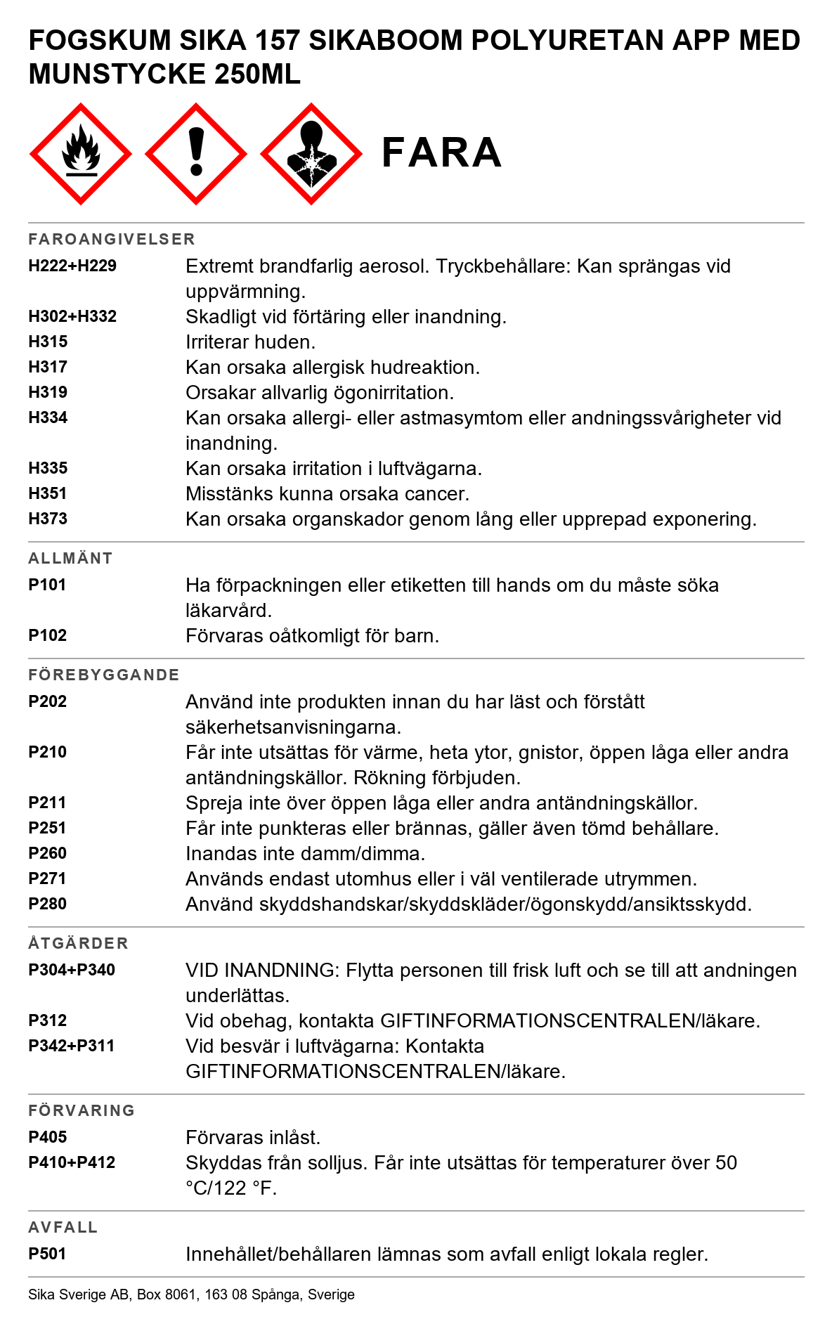 Expanderande fogskum SIKA 157