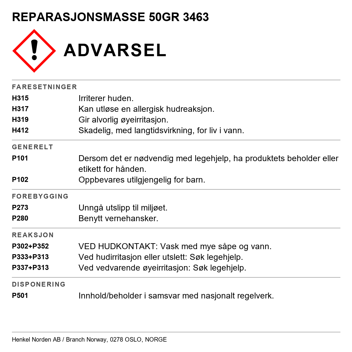 Reparasjonsmasse Loctite 3463