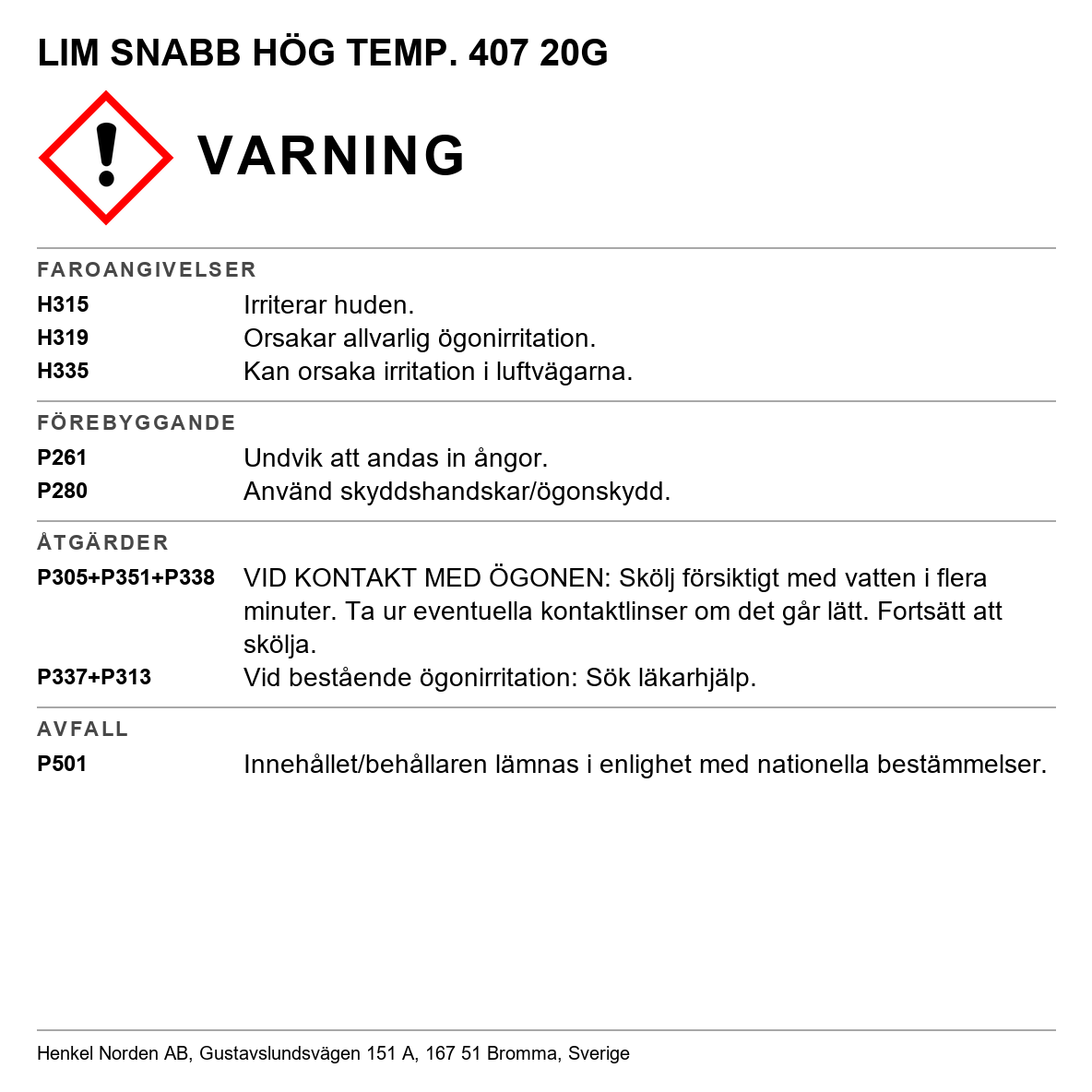 Snabblim Loctite 407