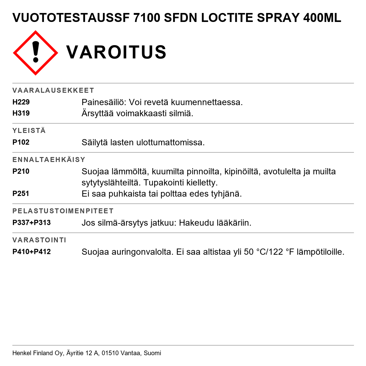 Vuotospray Loctite 7100
