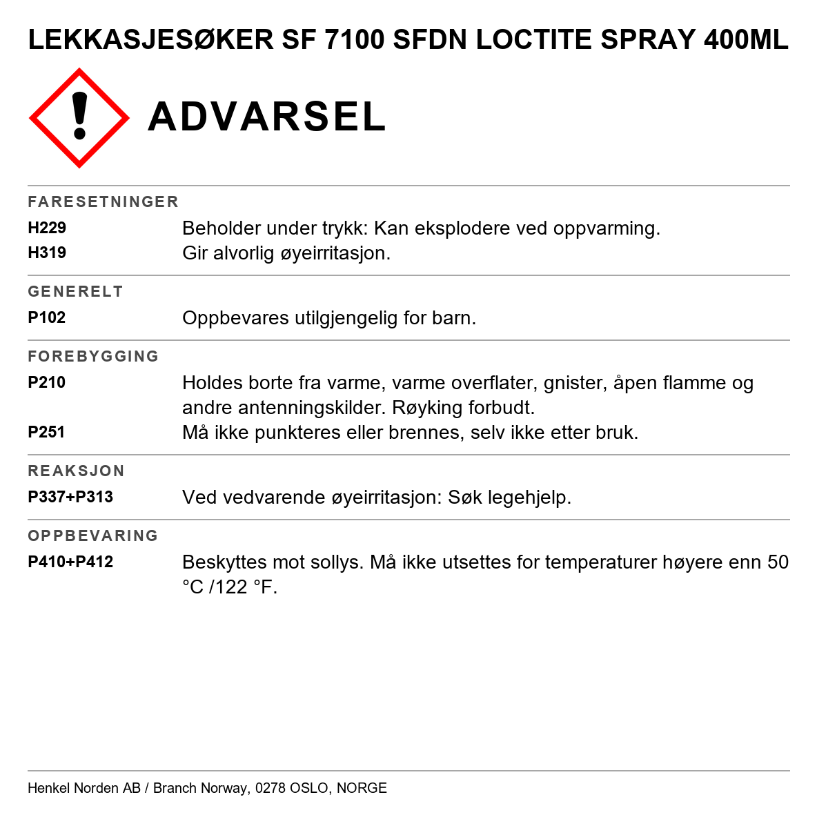 Lekkasjedetektor Loctite 7100