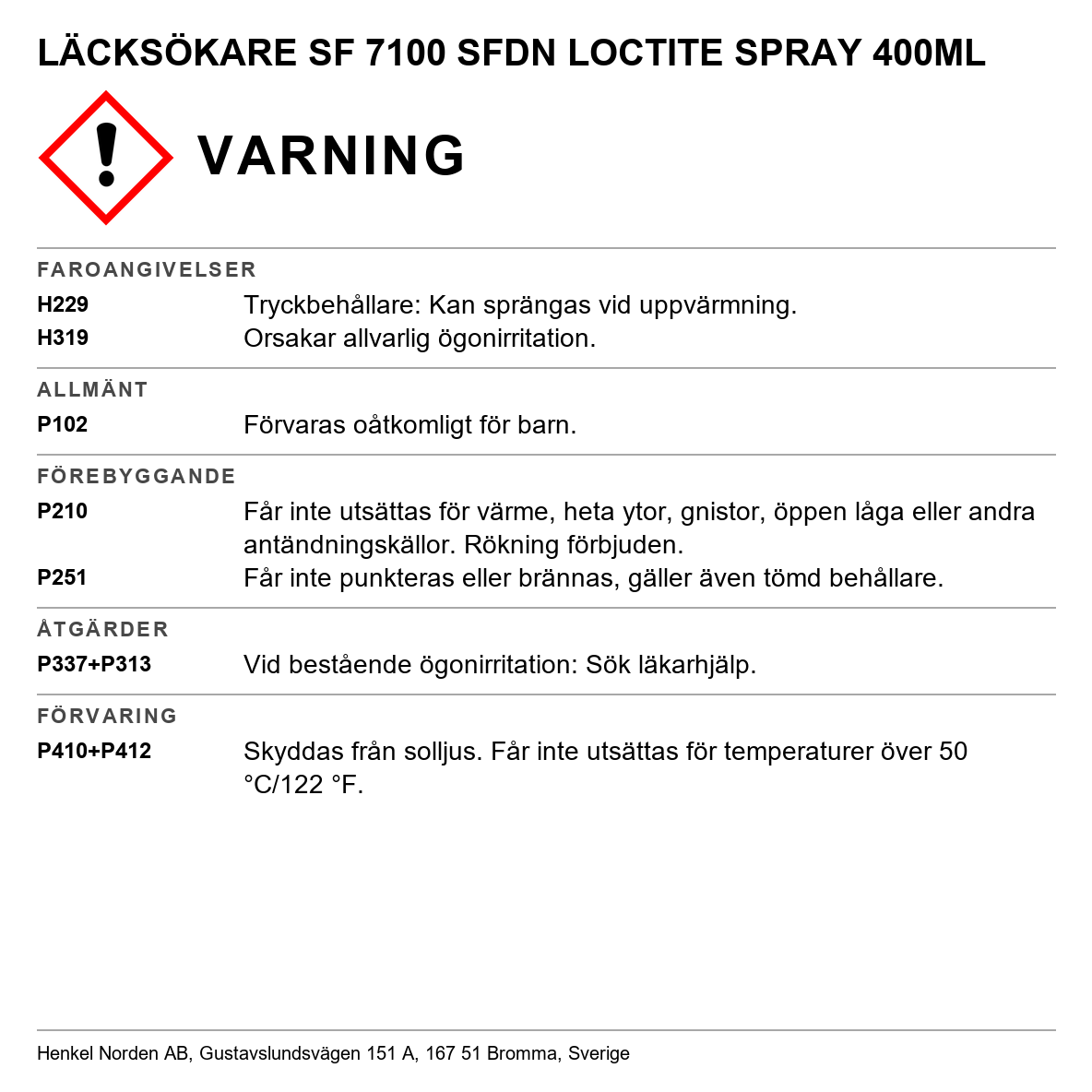 Läckagedetektering Loctite 7100