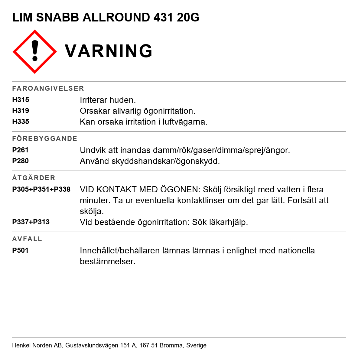 Snabblim Allround Loctite 431