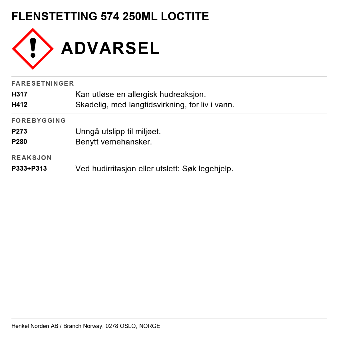 Flenstetting Loctite 574