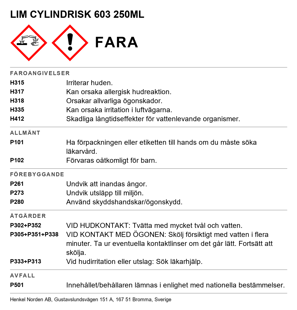 Cylindrisk fastsättning Loctite 603