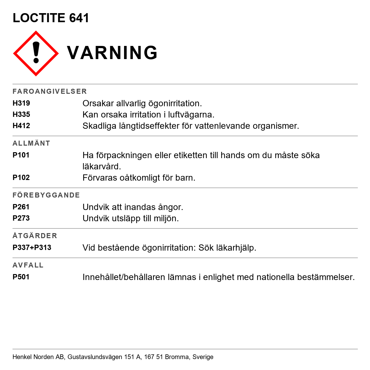 Cylindrisk fastsättning Loctite 641