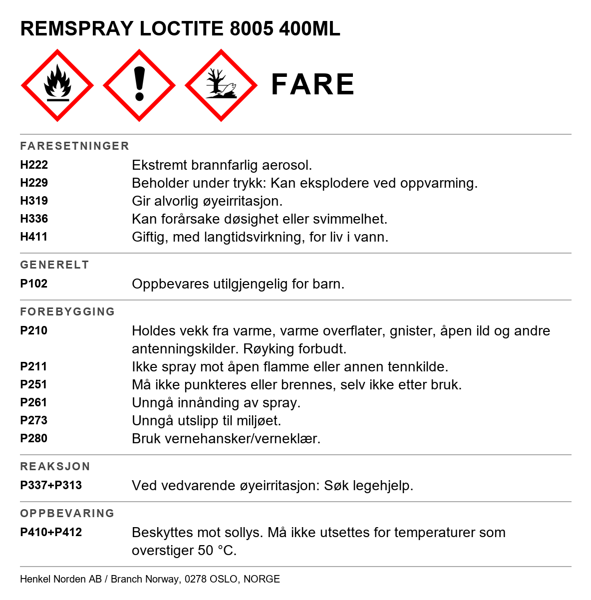 Remspray Loctite 8005